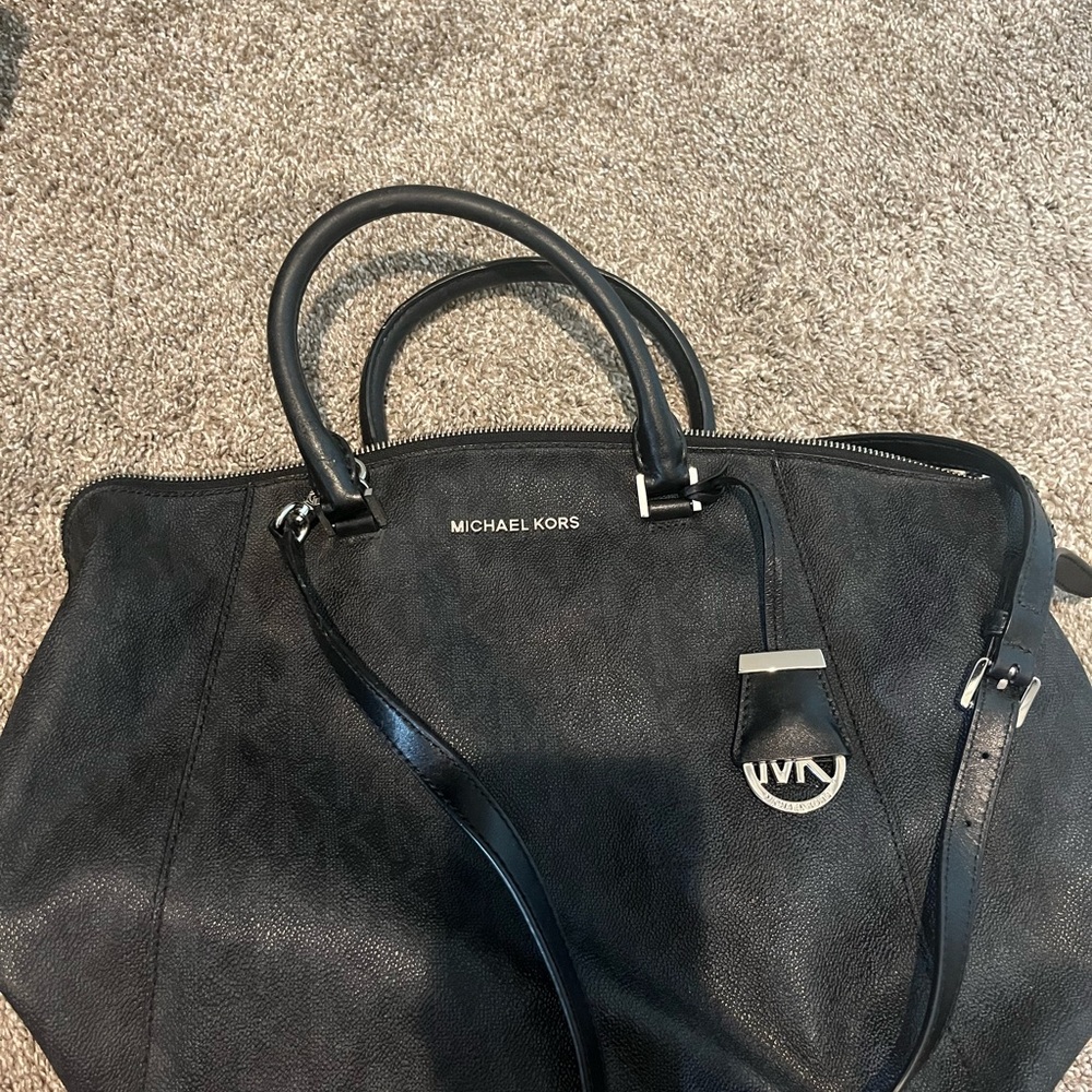 Michael Kors Black Leather Tote with Shoulder Strap